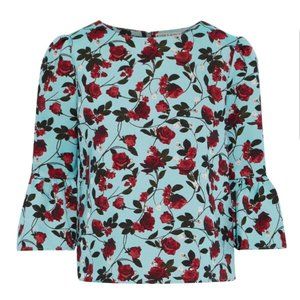 NWT Alice +Olivia Bernice Fluted Floral Jacquard Top